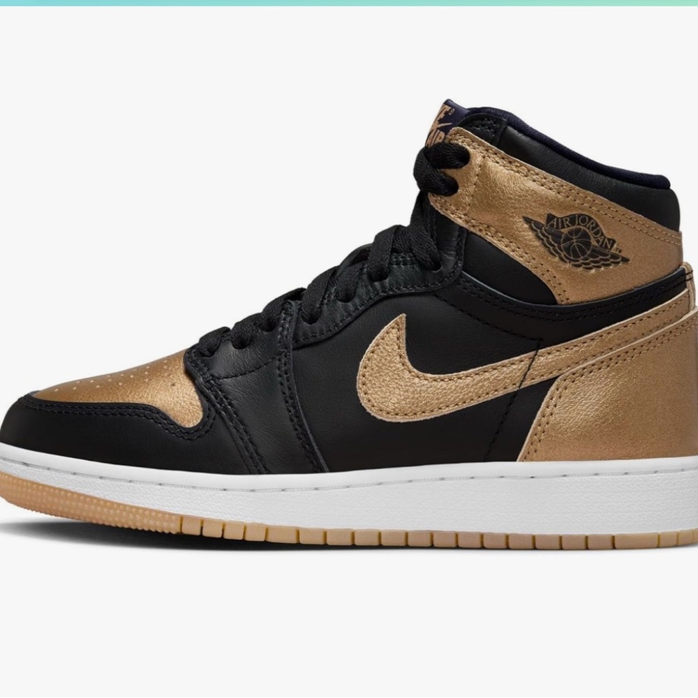 NWOB Nike Boy’s Black and Gold Air Jordans